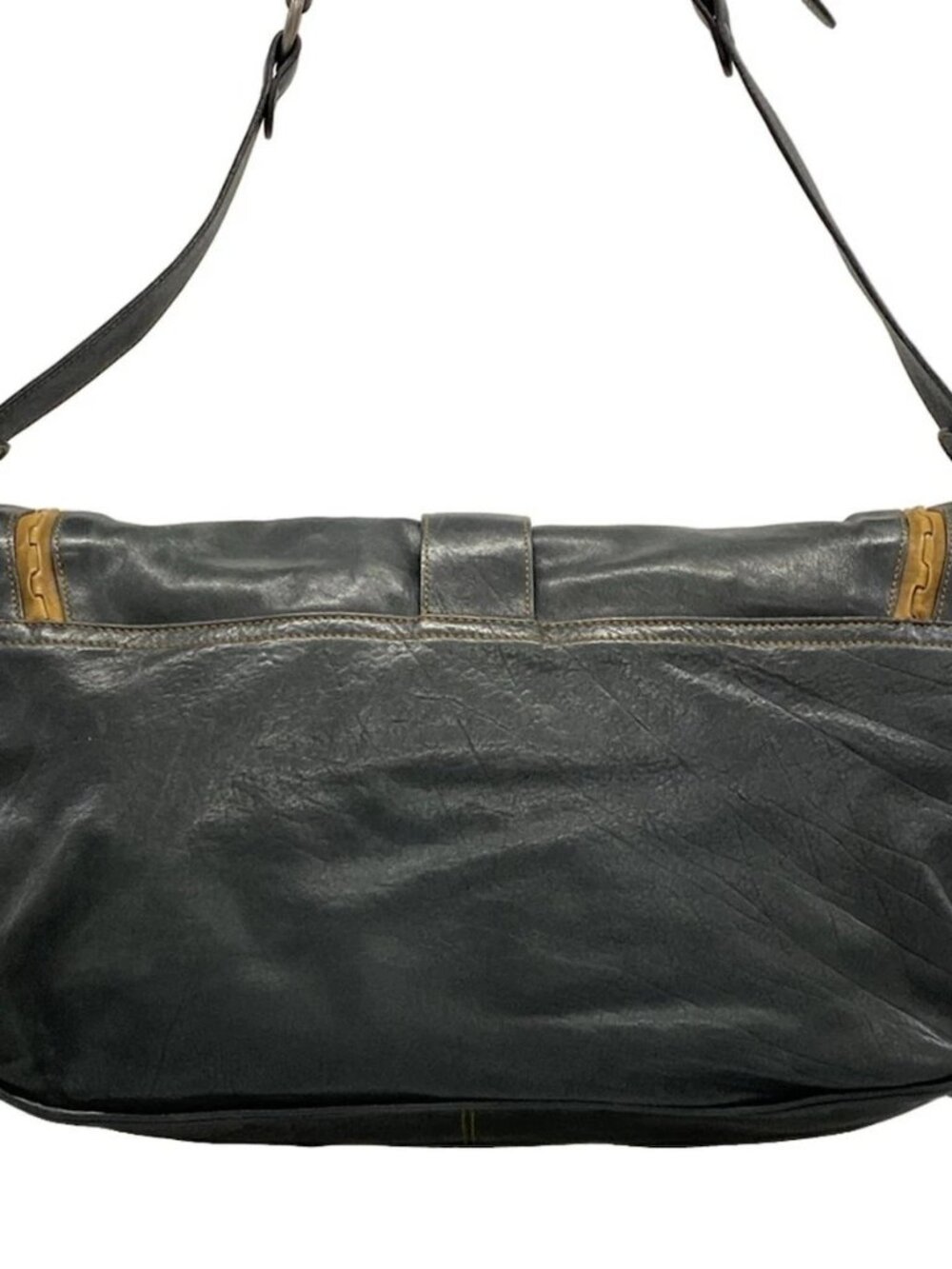 DIOR/ChristianDior Gaucho Black Brown Leather Shoulder Bag - Picture 3 of 15